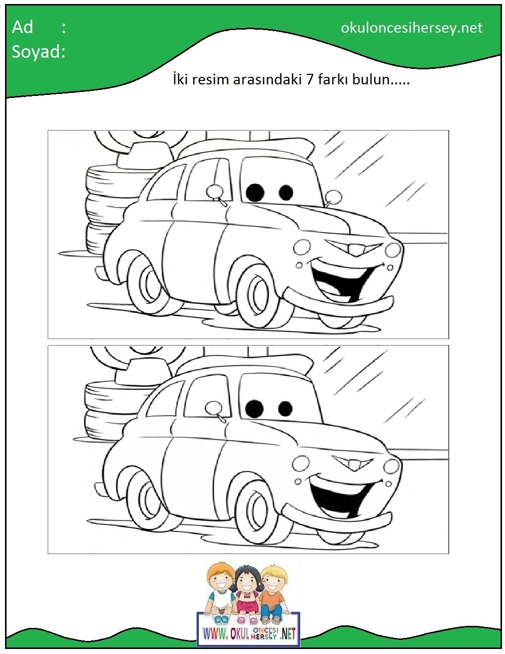 okul öncesi İki Resim Arasındaki Farkı Bul